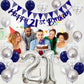 21St Birthday Decorations For Him, Blue Happy 21St Birthday Banner With Navy Blue Silver 21St Birthday Balloons 21 Birthday Cake