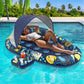 Sunikko X 3-In-1 Pool Floats Lounge, Inflatable Pool Floats For Adults With Canopy And Cup Holder, Flower Star Style