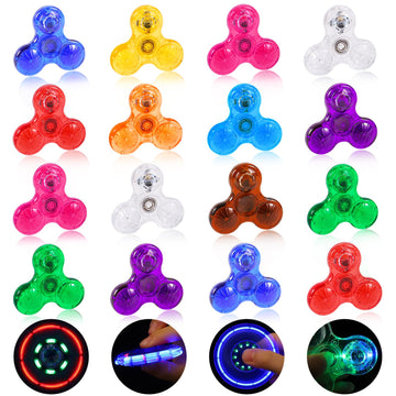 Gigilli Mini Fidget Spinners 16 Pcs, Valentines Party Favors Led Light Up Fidget Spinners For Kids 4-12, Valentine Day Goodie Ba