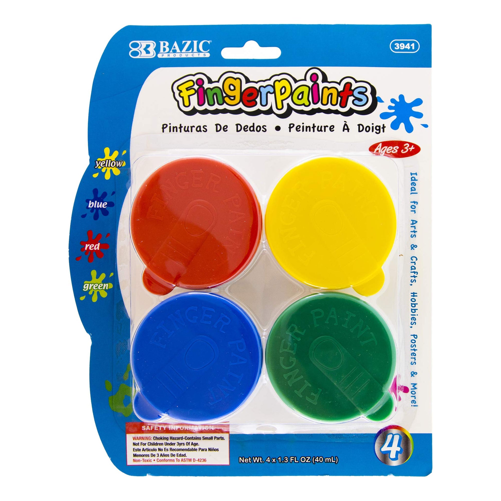 BAZIC Finger Paint Set 160ml, Non Toxic Painting Fun Art Supplies, DIY Craft Activity for Kids at School Home Age 3+ (4/Pack), 7