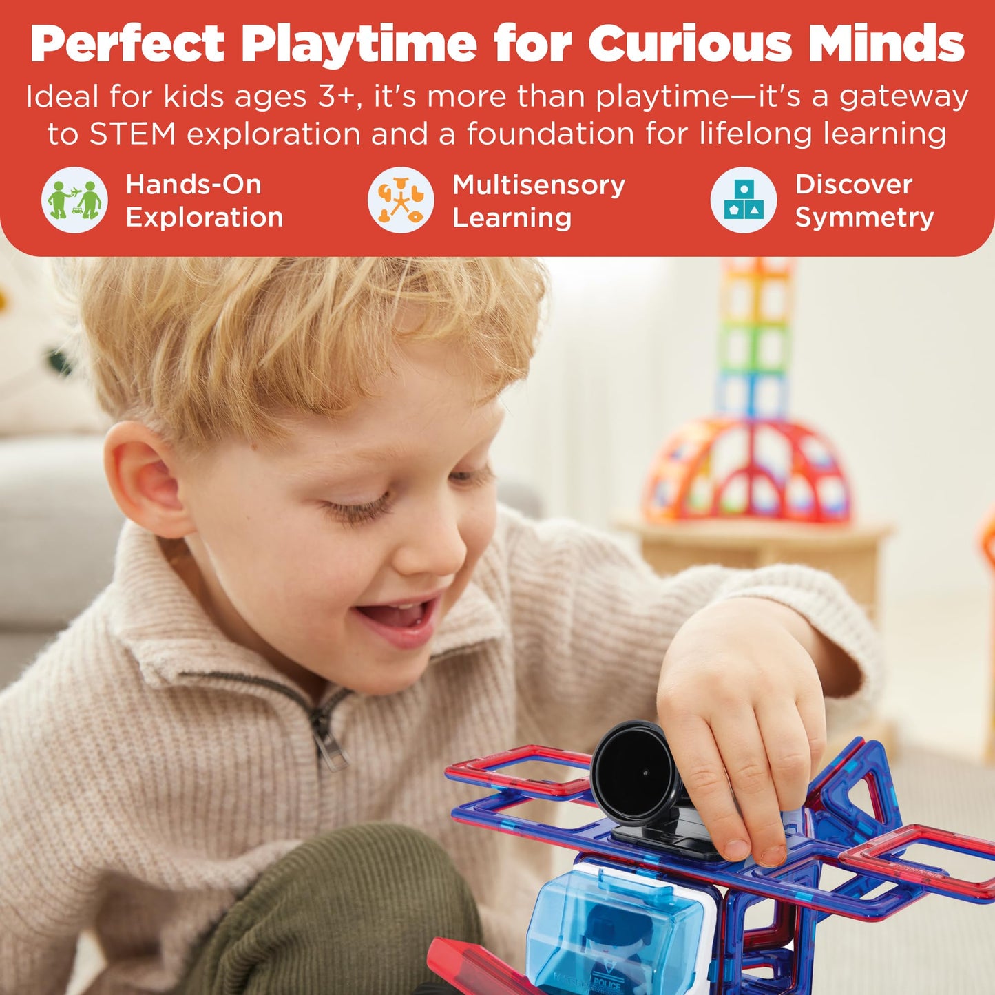 Magformers Amazing Police And Rescue 26Pc Set | Magnetic Tiles For Stem Development And Critical Thinking | Magnetic Blocks And Building Tiles To Develop Problem-Solving Ability And Shape Recognition