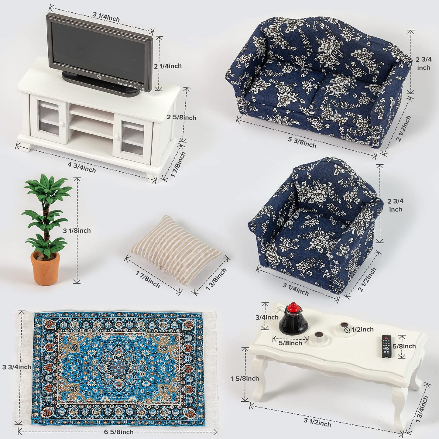 Samcami Miniature Dollhouse Furniture 1 12 Scale - Wooden Dollhouse Furniture Set For Dollhouse Living Room - Doll House Furnitu