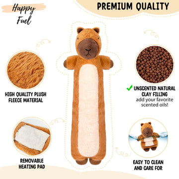 Happy Fuel Capybara Microwavable & Weighted Stuffed Animals - Unscented Heatable Plush Doll  Cute Capybara Plush Toys Gifts for Girls Boys and Kids