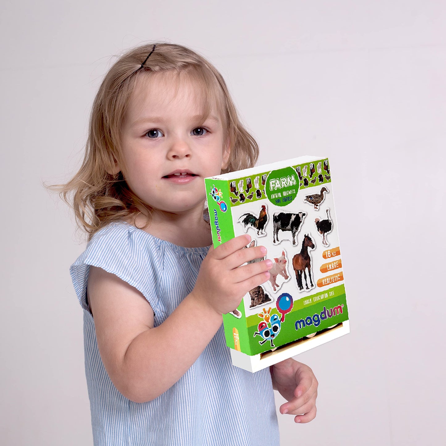 16 Fridge Magnets For Toddlers Magdum - Farm Photo Kids Magnets For Fridge - Toddler Magnets For Refrigerator - Magnetic Animals - Fridge Magnets For Kids - Animal Magnets - Toddler Fridge Magnets