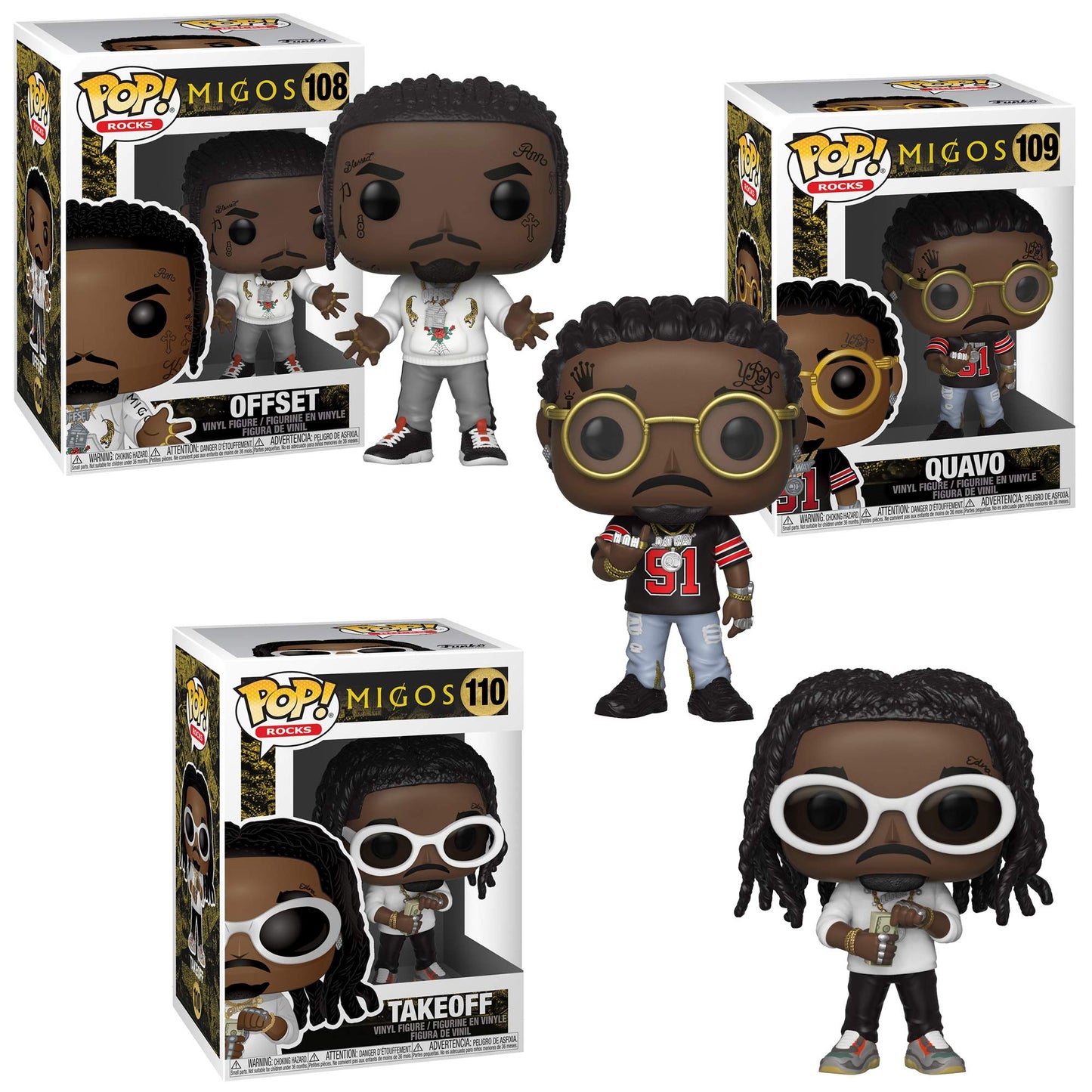 Funko Pop! Rocks: Migos Collectible Vinyl Figures, 3.75 '' (Set Of 3)