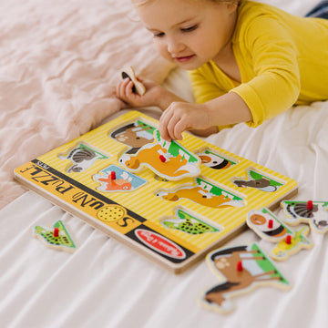 Melissa & Doug Pets Sound Puzzle - Wooden Peg Puzzle With Sound Effects (8 Pcs)