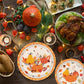 LINHAXM 168 PCS Thanksgiving Fall Party Supplies Autumn Pumpkin Tableware Set Includes Paper Plates, Napkins, Cups, Cutlery for