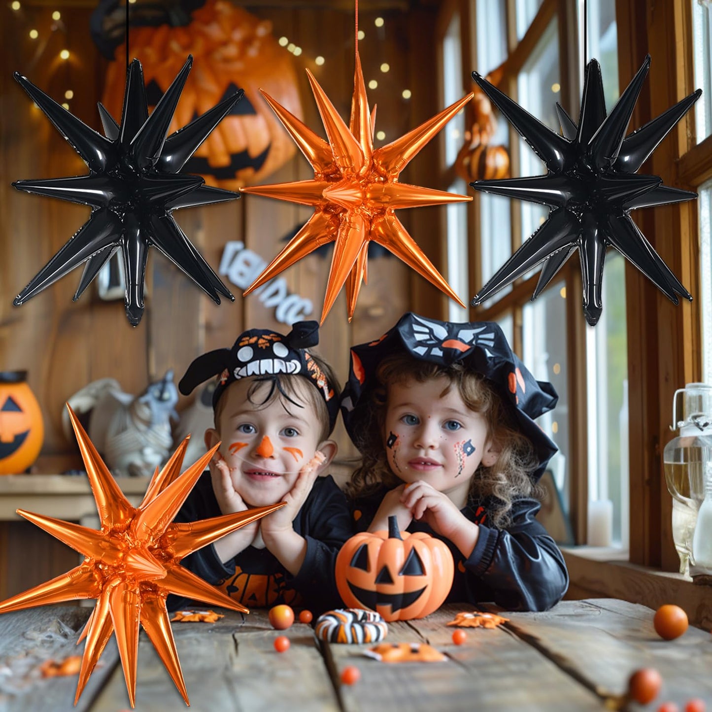 TONIFUL 4Pcs 22 Inch 4D Huge Star Balloons,Explosion Star Mylar Foil Balloons for Halloween Party Supplies Backdrop,Christmas,Ne