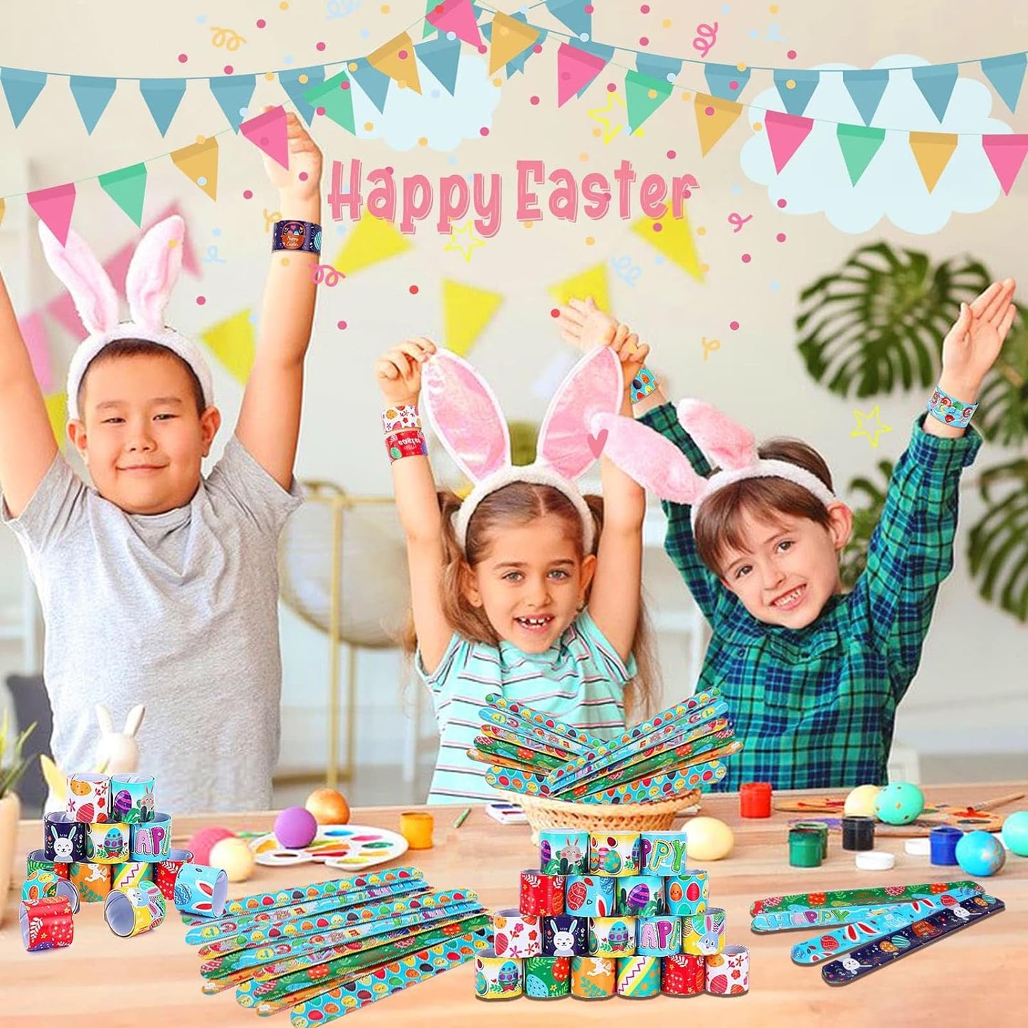 NovaHance 36 Pcs Easter Slap Bracelets Toys Easter Basket Stuffers Egg Fillers Gifts Party Favor