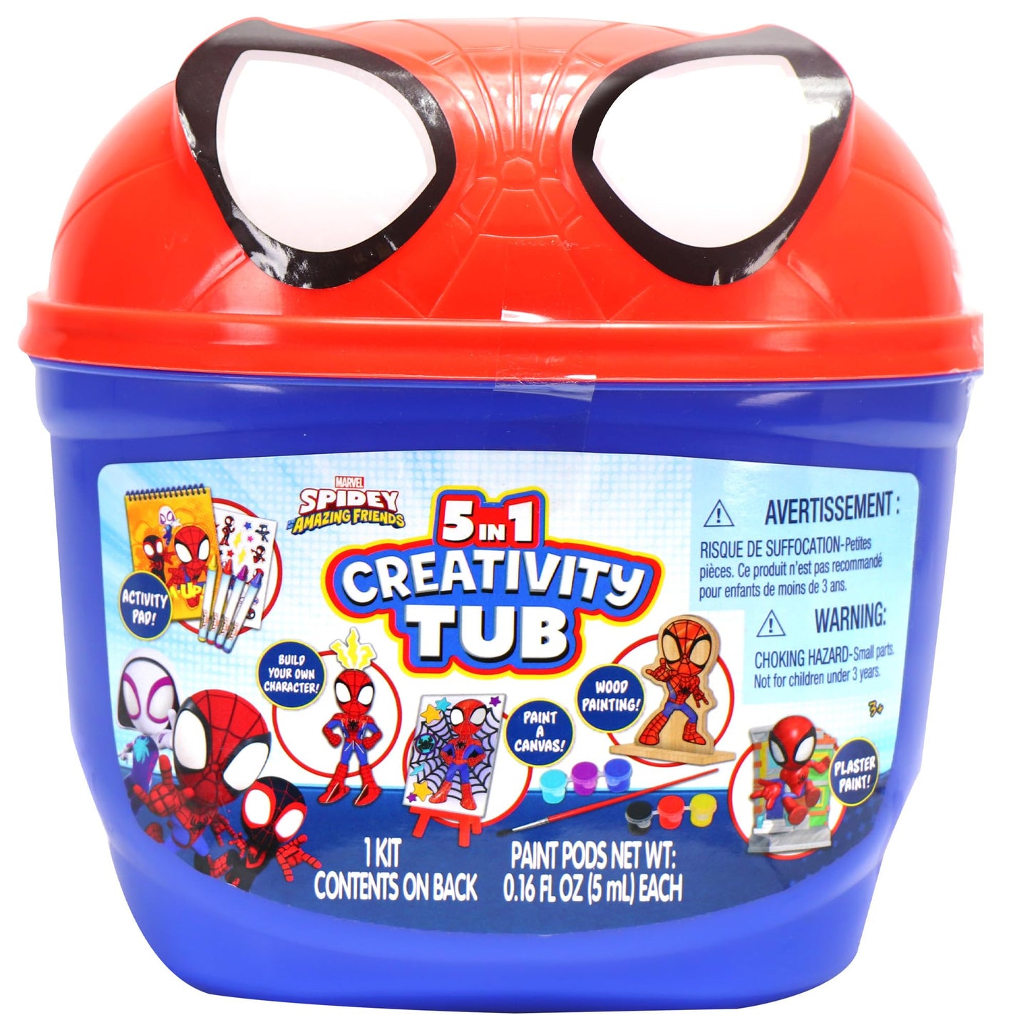 Spidey and his Amazing Friends 5 in 1 Creativity Tub, 50-Piece Preschool Arts and Crafts Activity Set, Kids Toys for Ages 3 Up