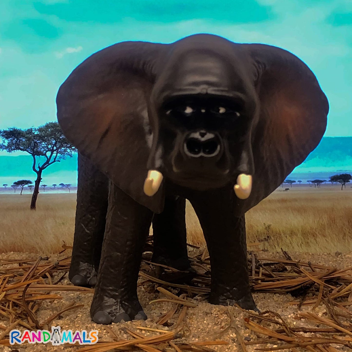 Randimals Elephant Figurine Toy Gorilla Face 5', Premium Hard Rubber Animal Action Figure Toy, Hybrid Friend Encourages Adventure & Imagination