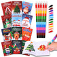 48Pcs Christmas Coloring Book for Kids with Crayons, Christmas Activity Books Mini Coloring Book Bulk DIY Art Drawing Book Set X