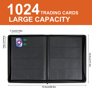 1000+ Pockets Trading Card binder  GEAoffice PU Cover Card Collection Binder  enhanced 16 Pockets Card Holder Folders  Side Loading Card Album for YuGiOh  MTG  TCG  Game Cards & Sports Cards  Orange