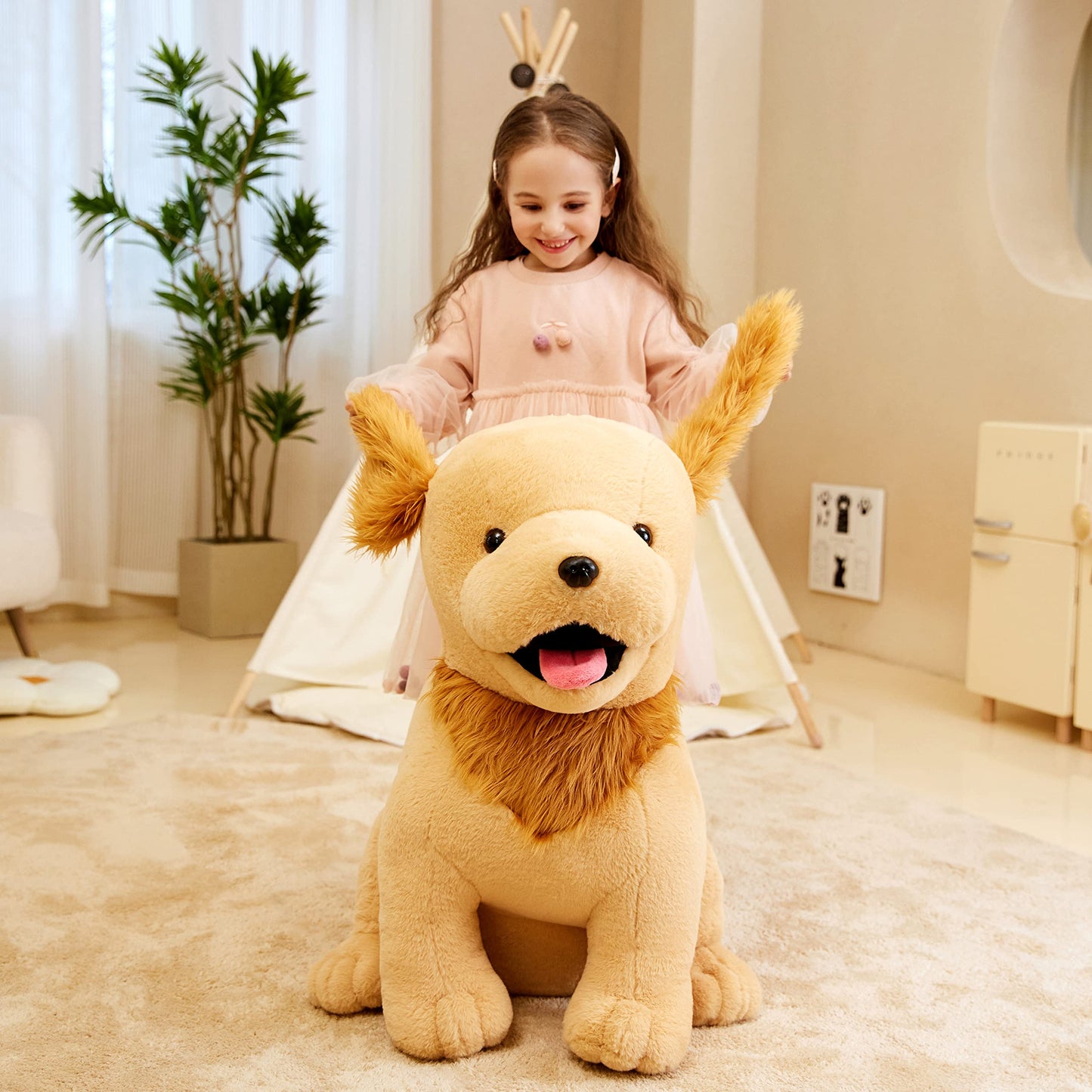 Ikasa Giant Golden Retriever Dog Stuffed Animal Plush Toy,23' Large Big Jumbo Puppy Soft Toys,Huge Size Cute Fluffy Plushy Fat Plushie,Gifts For Kid