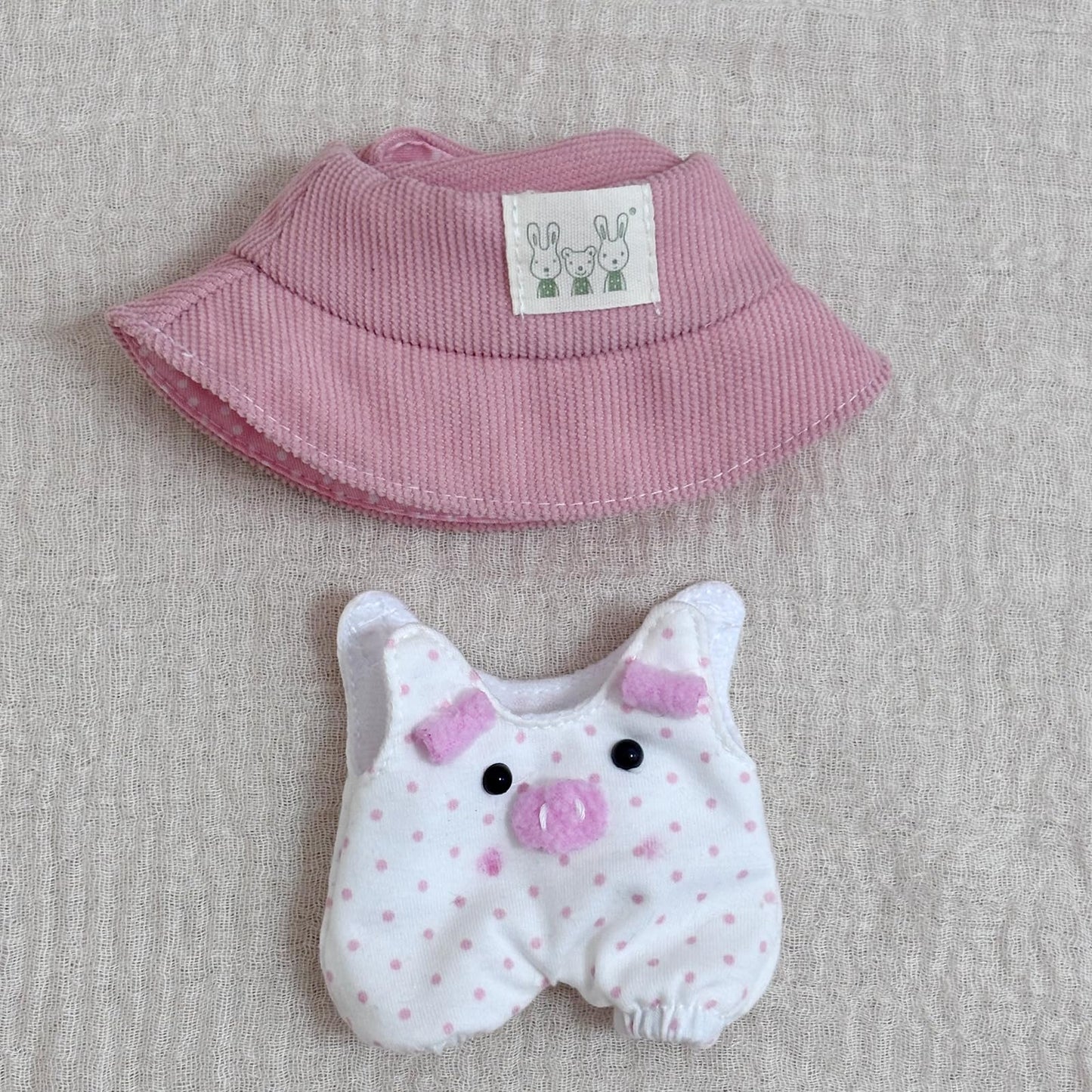 Clothes For Labubu Doll, Cute Hat & Outfit Set For Labubu 17Cm Dolls, Adorable Dress-Up Accessories For Labubu Doll (Pink Pig)