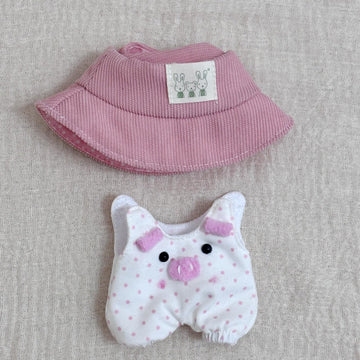 Clothes For Labubu Doll, Cute Hat & Outfit Set For Labubu 17Cm Dolls, Adorable Dress-Up Accessories For Labubu Doll (Pink Pig)