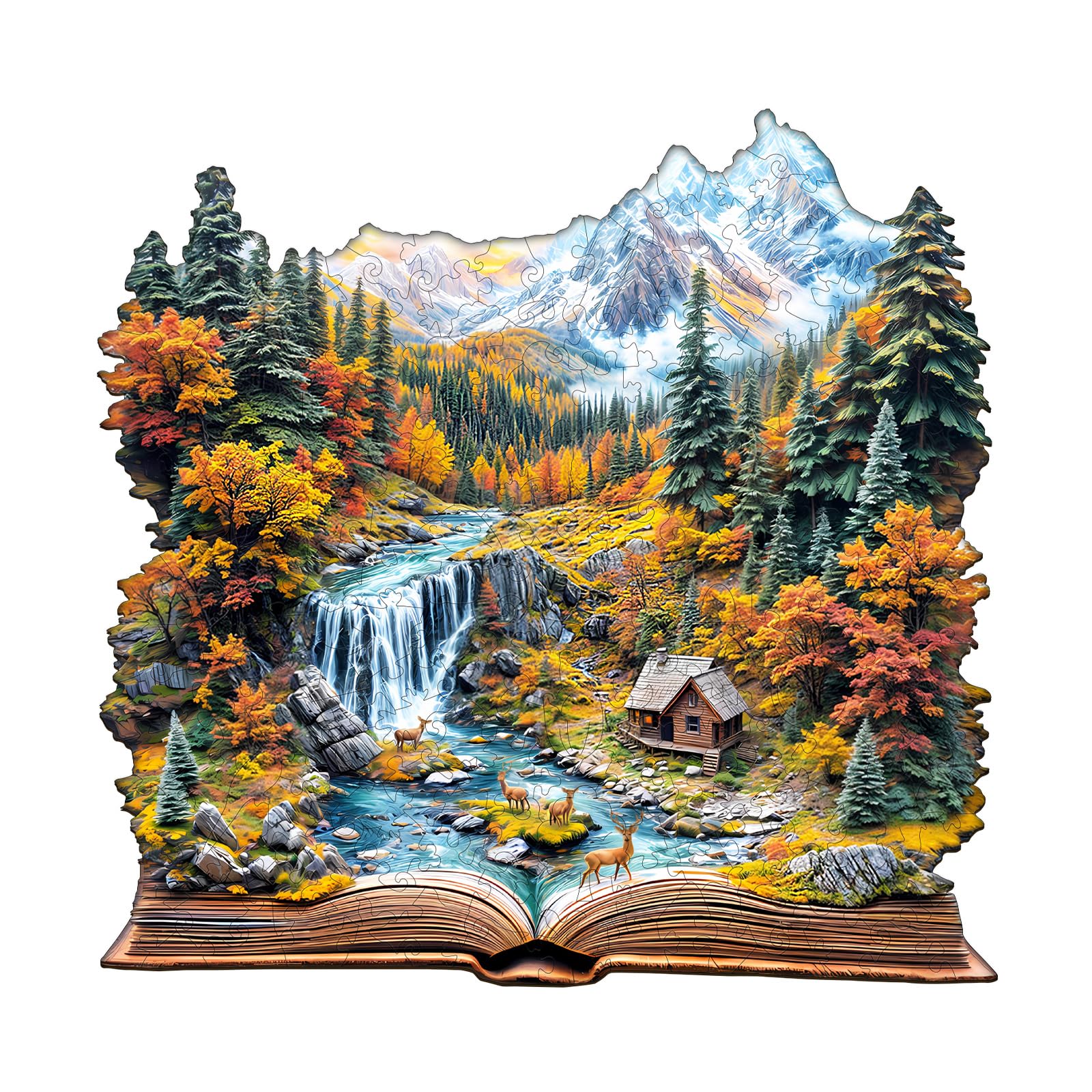 Wooden Puzzles for mature-themeds - Autumn Wonderland Wooden Jigsaw Puzzle - Unique Animal Shaped Wood Puzzles mature-themed - Christmas Birthday Gifts for mature-themeds/Friends/Family - 265pcs 13.4 * 13in