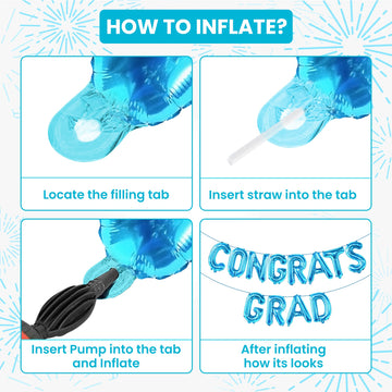 Katchon, Blue Congrats Grad Balloons - 16 Inch | Congrats Grad Banner Balloons For Graduation Decorations Class Of 2025 | Congratulations Balloons For Graduation Balloons Class Of 2025 Decorations