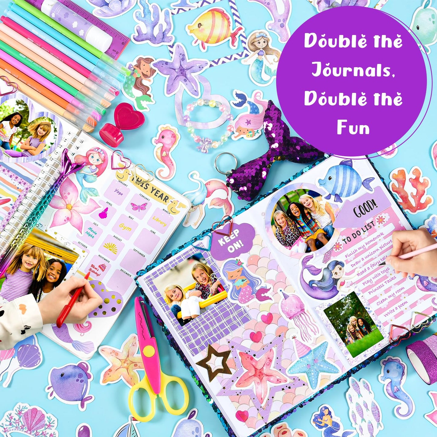 2-Pack Diy Journal Kit For Girls Ages 8-12 13 14 Year Olds, Birthday Gifts For Teen Girls, 110Pcs Art Crafts Scrapbook Supplies