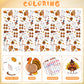 2 Pack Fall Thanksgiving Coloring Tablecloth for Kids, Disposable Thanksgiving Turkey Pumpkin Color-in Paper Table Cover, Fall A