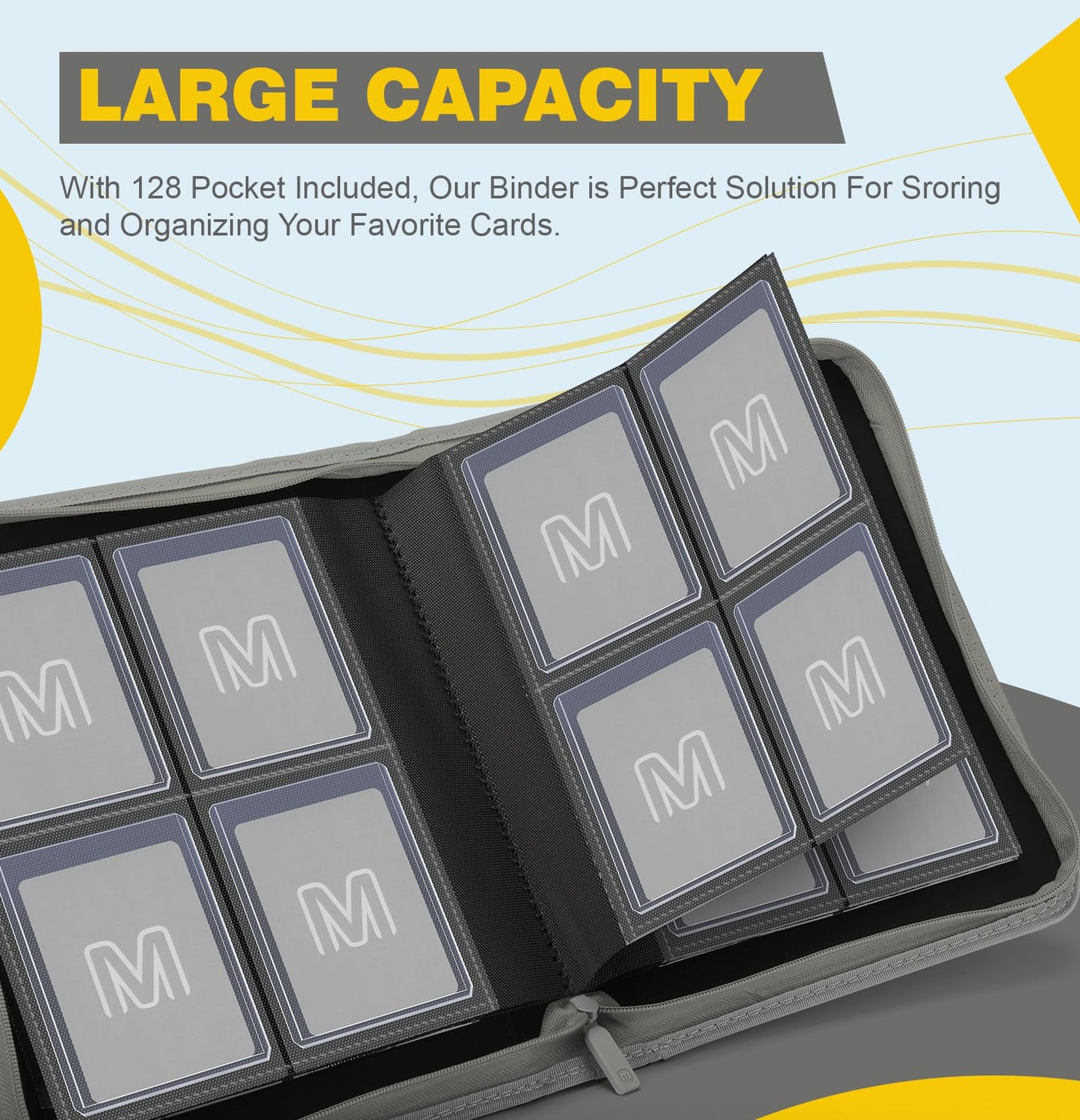 Toploader Binder,4-Pocket Side Load Trading Card Album, Holds 128 Cards With Double-Sided Pockets For Mtg, Sports Cards, Top Loa