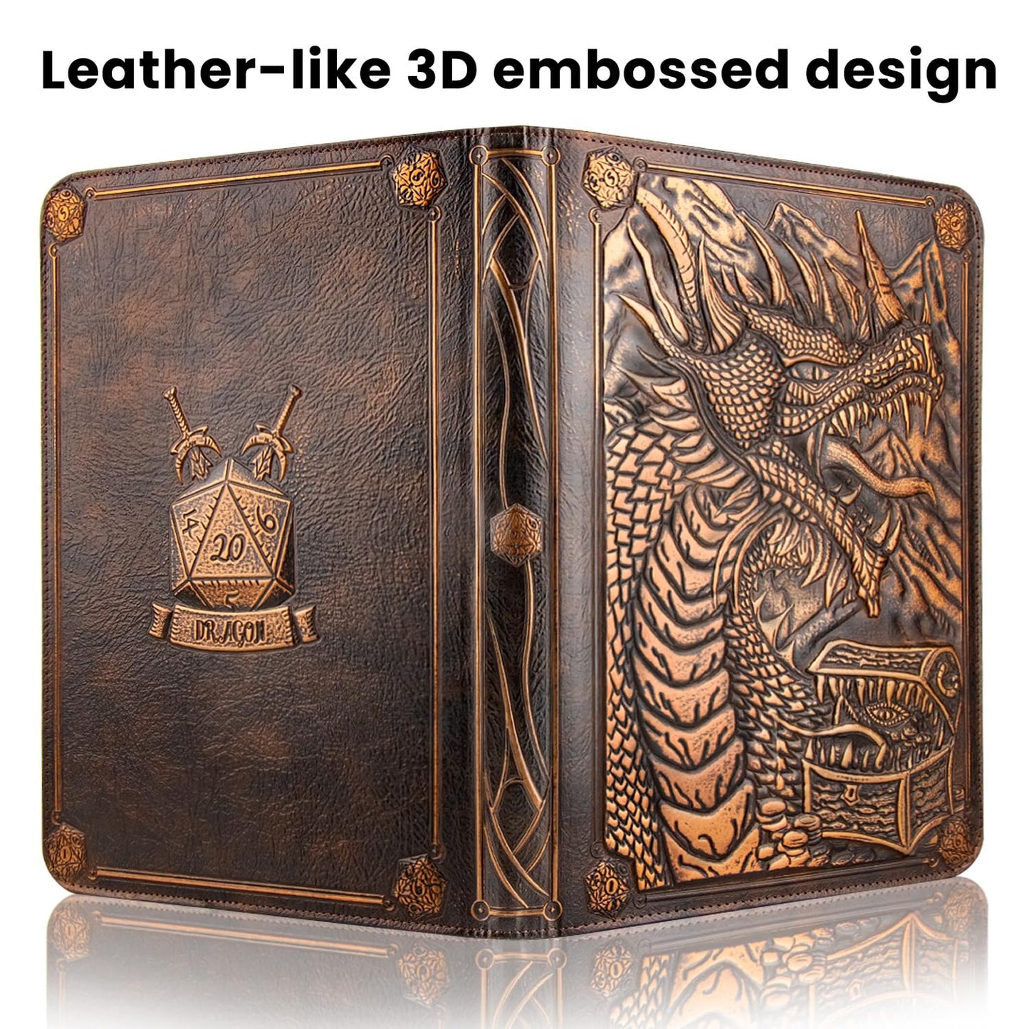 9 Pocket Card Binder  enhanced Zip Trading Card Binder  360 Double Sided Pocket PU Collection Binder  Dragon Design Collector Album  Card Folder for MTG  TCG  Sports Cards (red copper)