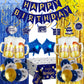 Birthday Decoraitons for Men Blue and Gold, Happy Birthday Decoraitons for Women Boys Girls Birthday Banner Balloons Tablecloth 
