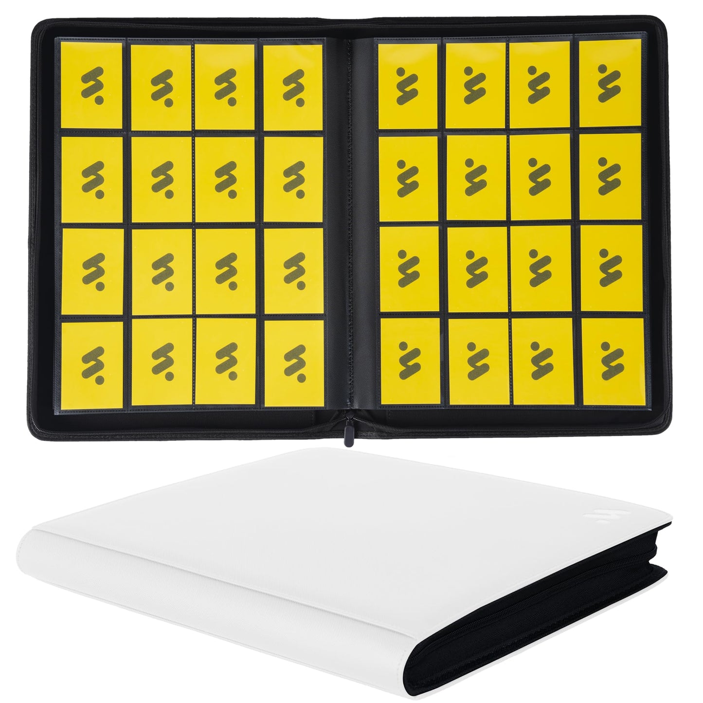 MORABTO enhanced 1000+ Pockets Card Binder 16 Pockets Card Binder Ringless Side Loading Trading Card Album Folder for TCG -White