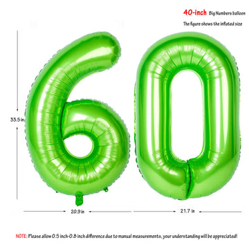 Number Balloons 40 Inch Green Birthday Party Decorations 60St Digital Jumbo Helium Foil Mylar Balloon