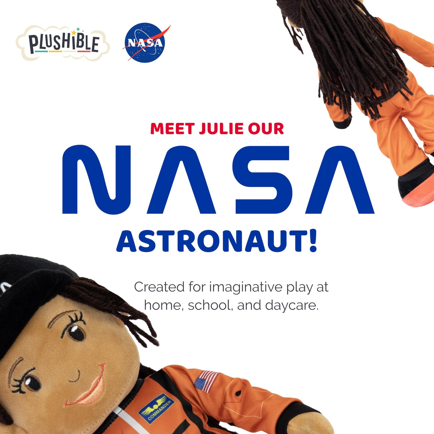 Playtime By Eimmie - 14” Julie Nasa Doll - Soft Baby Doll - Plush Rag Dolls For 2 Year Old Girls & Boys, Toddler & Infants - Astronaut Plush Washable Doll - Astronaut Plush Toy - Astronaut Doll