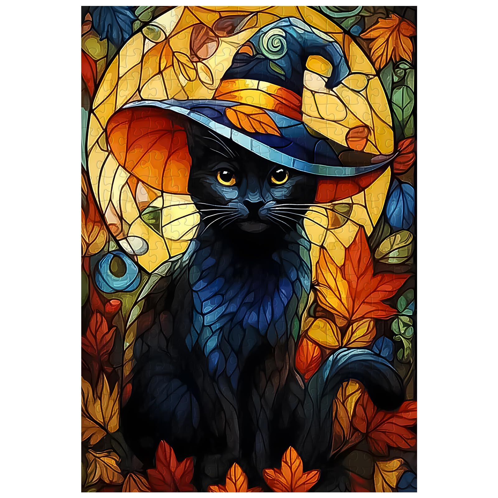 Great Jigsaw Puzzles for mature-themeds 300 Pieces Halloween Black Cat Puzzles for mature-themeds Toys Gift Family Decoration Kids Puzzle