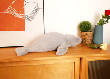 Csvbtrf Weighted Stuffed Animals, 2 Lb, 23' Seal Plush Gift For Kids - Grey Hug Seal Plush Animals (Grey, 23'