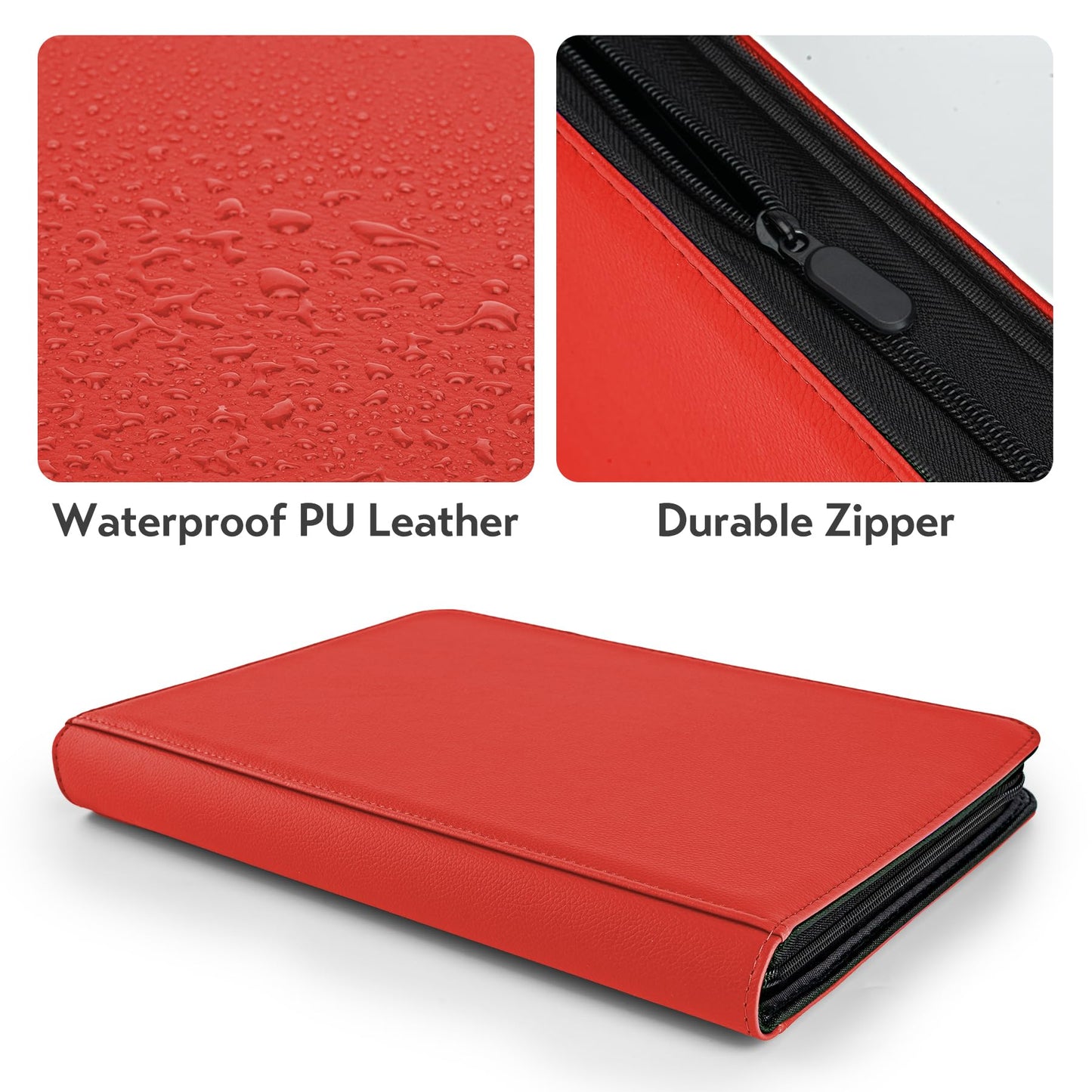 Card Binder 9 Pocket for 360 Cards - enhanced Trading Card Binder with Sleeves Protection  Side Loading Card Collection Binder for TCG  MTG  YGO  One Piece Collectible Cards (Red)