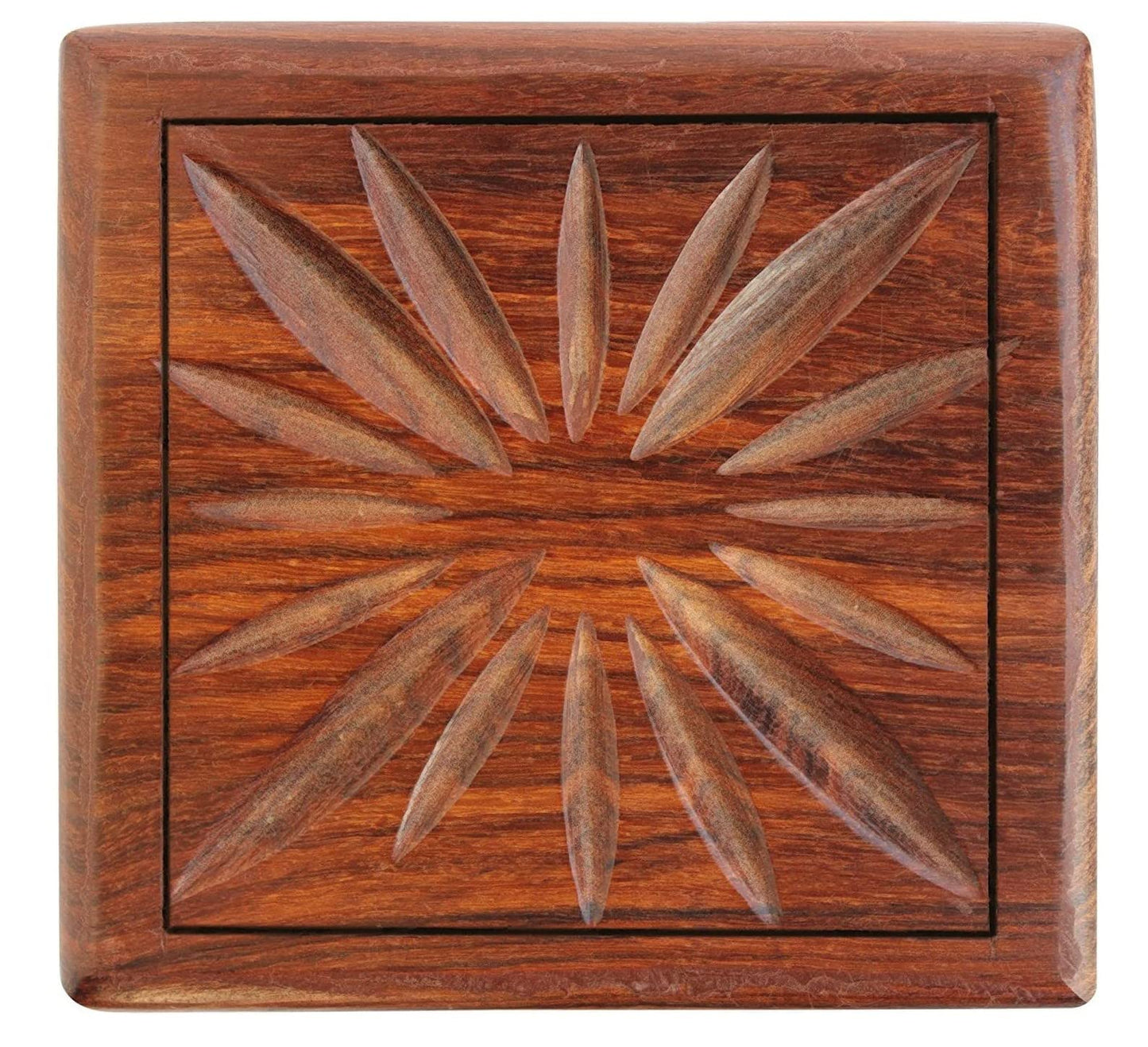 TOSQP27 Secret Box Brainteaser Puzzle Case, 4-Inch Rosewood Storage Organizer, Unique Gift for Her, Girlfriend, Men