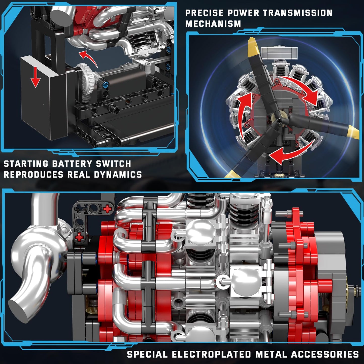 Mould King 10211 Radial Aircraft Engine Building Sets  Intelligent Chip Drive Engine Model Kit That Runs  Build Your Own STEM Model Engine  Gift for Age 14+/mature-themed Collections Enthusiasts (1147+ PCS)