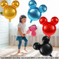 Mikimiqi 4 Pcs Mouse Head Foil Balloons, 24'' Mouse Mylar Balloon For Birthday Party Decorations Jumbo Mouse Head Aluminum Foil Balloons Party Favors Supplies (Black Red Blue Gold)