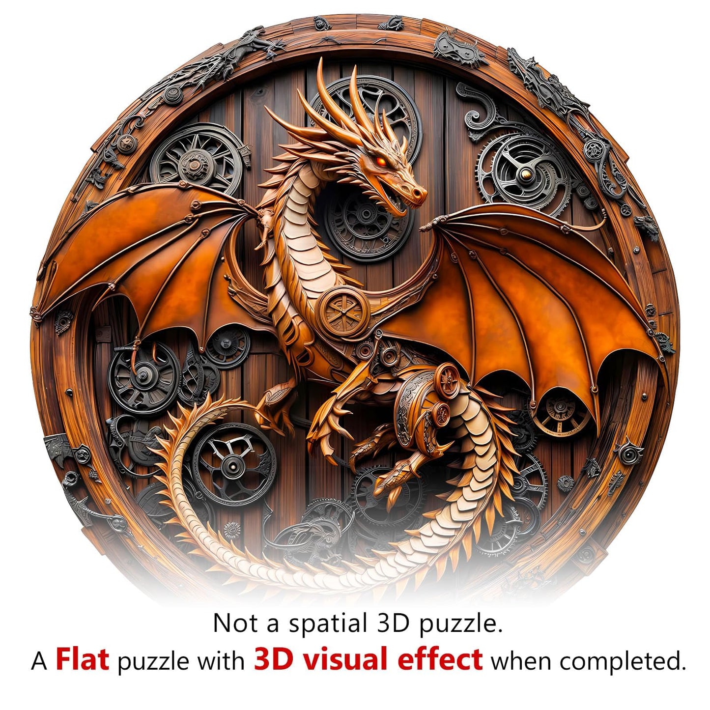 Wooden Puzzles for mature-themeds  Mechanical Dragon Wooden Jigsaw Puzzles for mature-themeds  Wood Puzzles mature-themed  Unique Animal Shape  Gifts for Friends and Family  Wall Art Canvas Puzzle (M -11.4*11.3in -200 pcs)