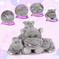Ikasa Mommy Hippo Stuffed Animal Mom And Baby Plush Toy, Cute Cuddly 18.5'' Hippopotamus Soft Family Set With Little Mini Babies