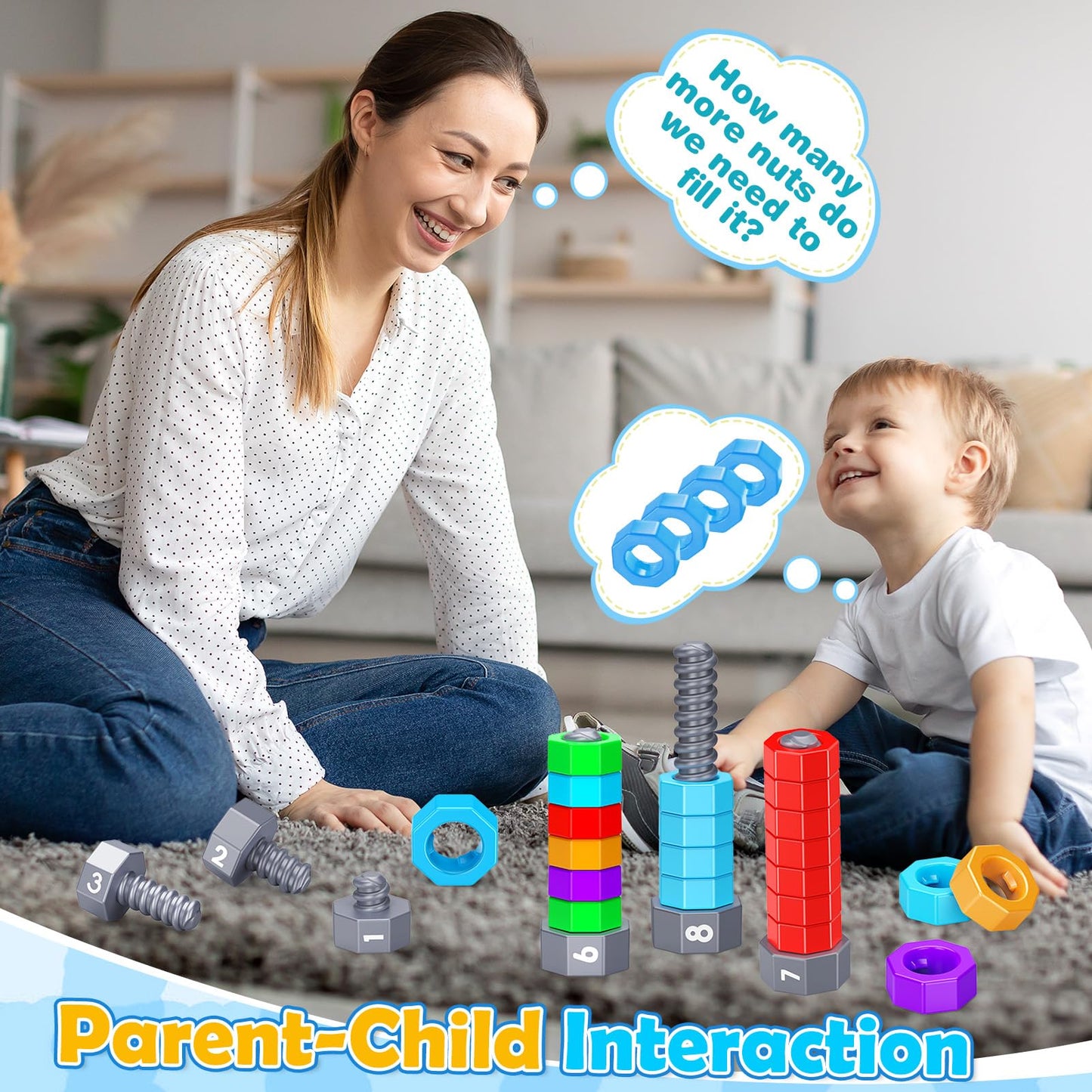 LIWIN LET'S GO! Montessori Toys for 1-5 Year Olds, 2-in-1 Counting & Spinning Stacking Toys, Educational Gifts for Kids, Autism Sensory Toy