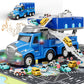 Dwi Dowellin Truck Toys for Boys 3 4 5 6 Years Old, Vehicle Toys for Kids with 4 City Cars and Playmat, Race Track with Light an