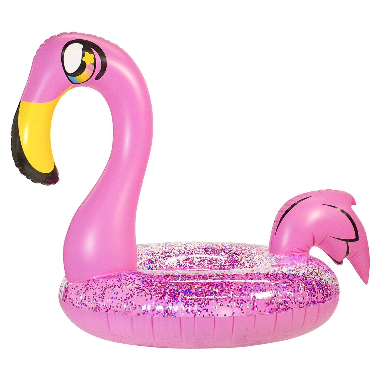 Poolcandy Inflatable Animal Pool Tubes & Swim Rings (Flamingo Glitter Filled 48'' Inch Animal Pool Tube Swim Ring)