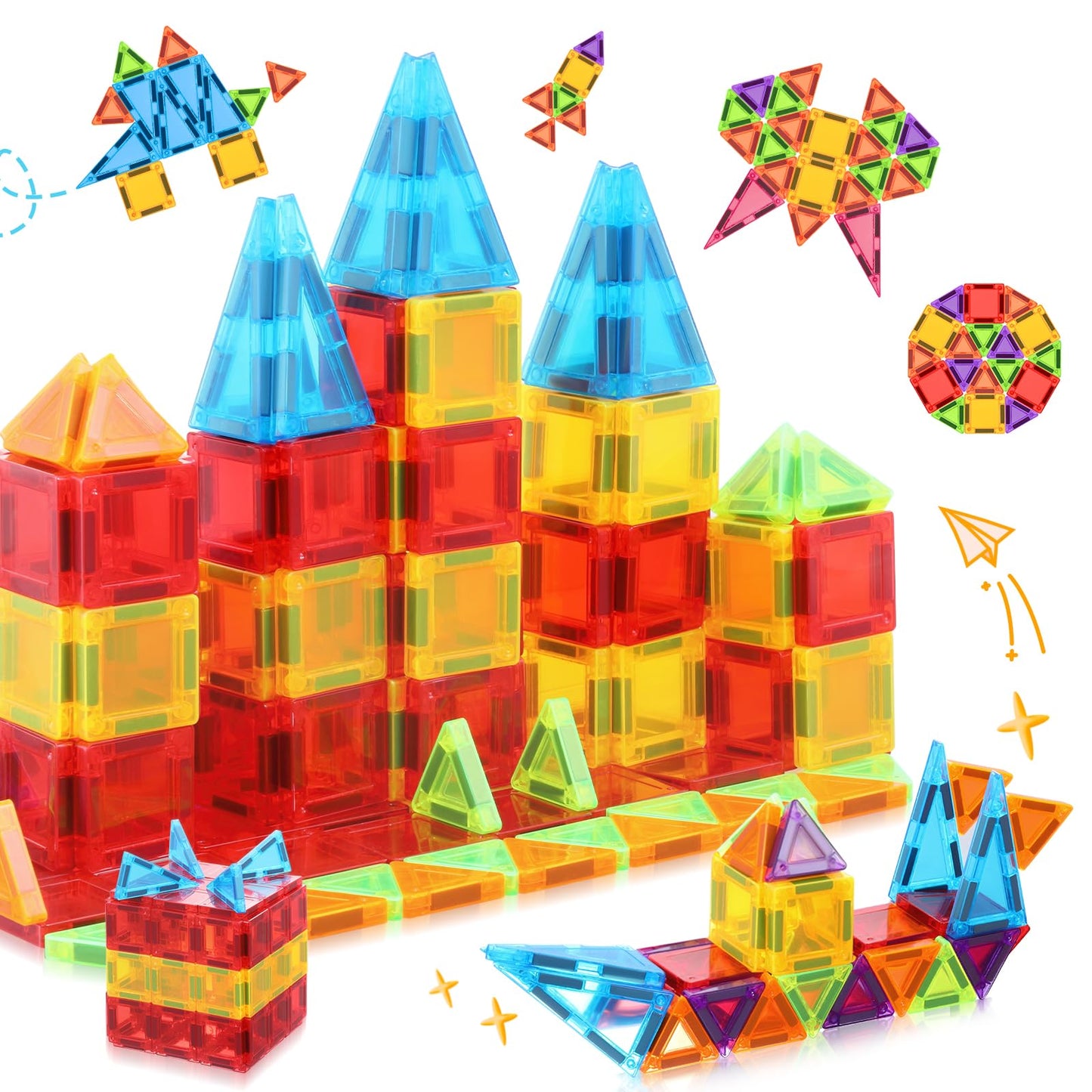 Magnetic Tiles, Travel Mini Magnetic Tiles, STEM Building Blocks Sets, Construction Travel Set Toys for Boys Girls Kids Toddlers