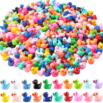 Dulefun 200Pcs Mini Resin Ducks 20 Colors Small Tiny Little Duck Figurines To Hide Miniature Figures For Dollhouse Micro Garden