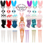 Barwa 4 Set Doll Clothes Bunny Costume Outfits Party Clothes For 11.5 Inch Doll Including Bunny Clothes, Headwear, Lace Sock, Ga
