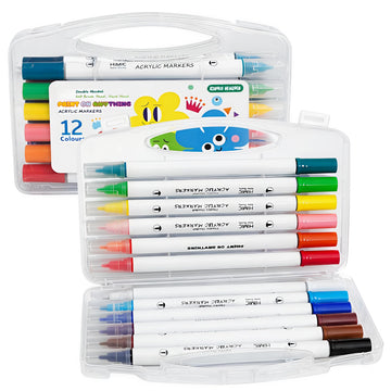 Funblast Acrylic Marker Colors Set - Set Of 12 Color Markers, Acrylic Brush Head Paint Markers, Colors Markers Water Based Paint