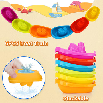 Sltbeh Baby Bath Toys For Kids Ages 1-3, 13 Pcs Bathtub Toys For Babies 6-12-18 Months, Mold Free Bath Boat With Stacking Cup &
