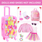 Bddoll American 18 Inch Doll Clothes And Accessories With Travel Suitcase And Makeup Fit 18 Inch Doll Includes Suitcase, Backpack, Sunglasses Lipstick, Eyeshadow Palette, Bracelet, Hair, Blusher