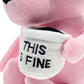 Tavashome Funny Pink This Is Fine Dog Plushie, 11'' Inches, Coffee Drinking Puppy Dog Stuffed Animal Soft Dolls Plushies, Inspir