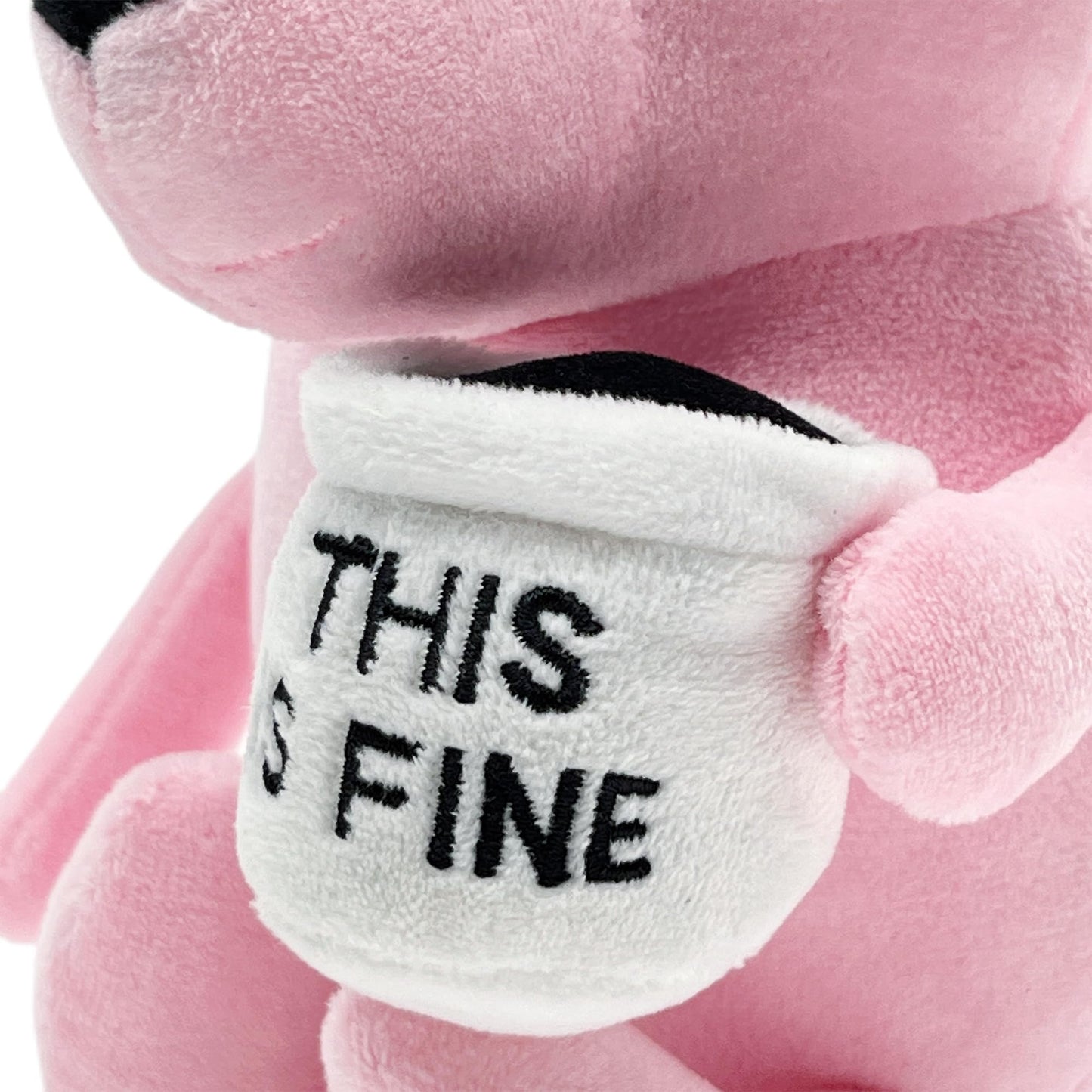 Tavashome Funny Pink This Is Fine Dog Plushie, 11'' Inches, Coffee Drinking Puppy Dog Stuffed Animal Soft Dolls Plushies, Inspir