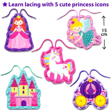 Krafun Beginner Unicorn My First Lacing Card Kit For Kids Arts & Crafts, 5 Easy Princess Lacing Projects, Paper Art Craft Cards For Toddlers, Fine Motor Preschool Skills Toys